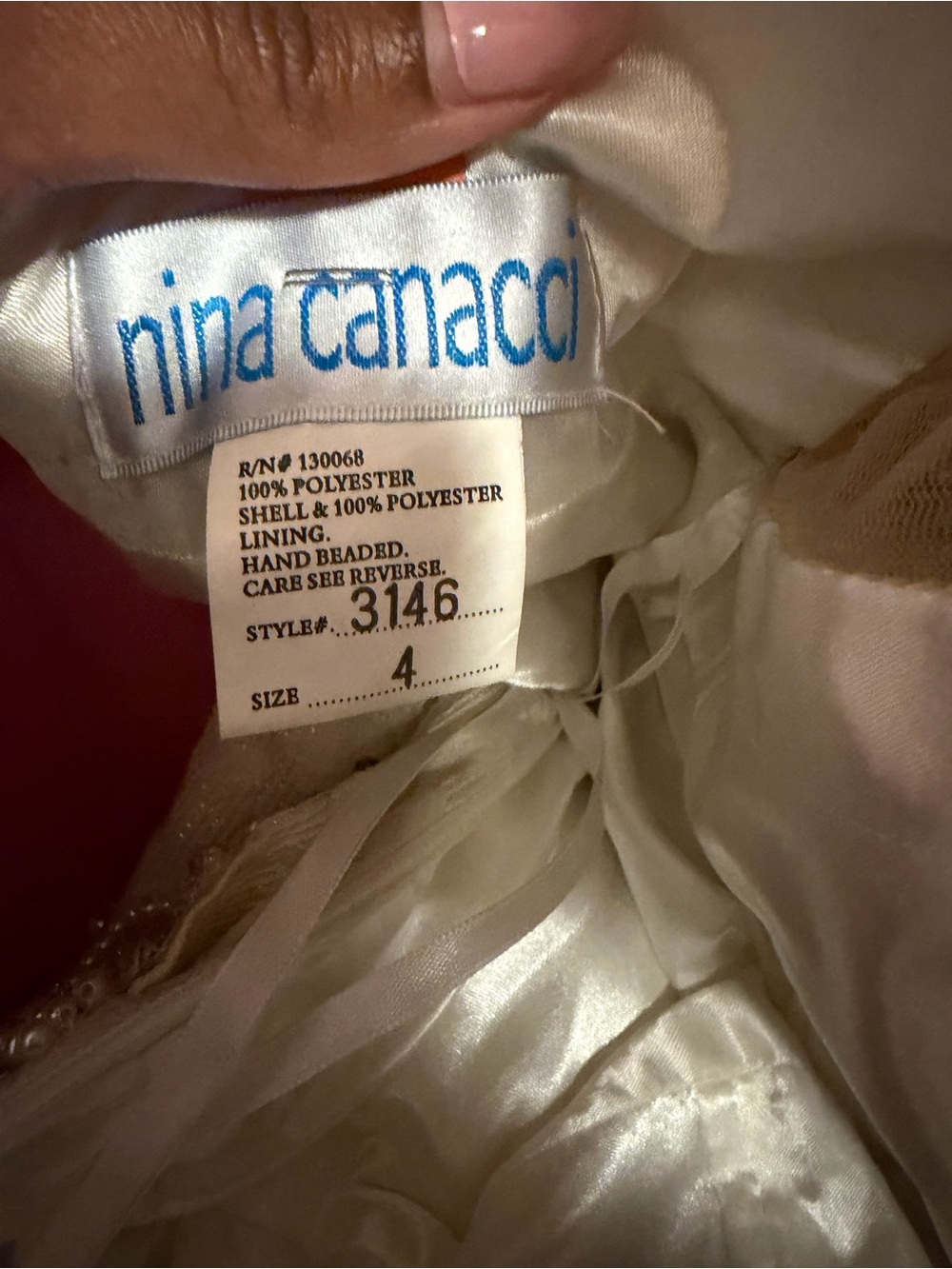 Nina Canacci Ivory/Cream Hand-Beaded Slip
